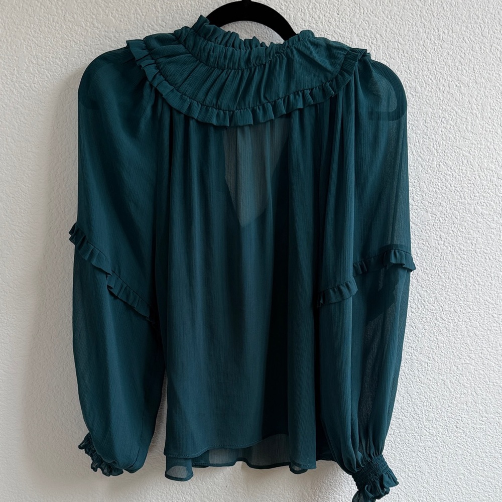 Mango Teal Ruffle Blouse - Picture 4 of 4